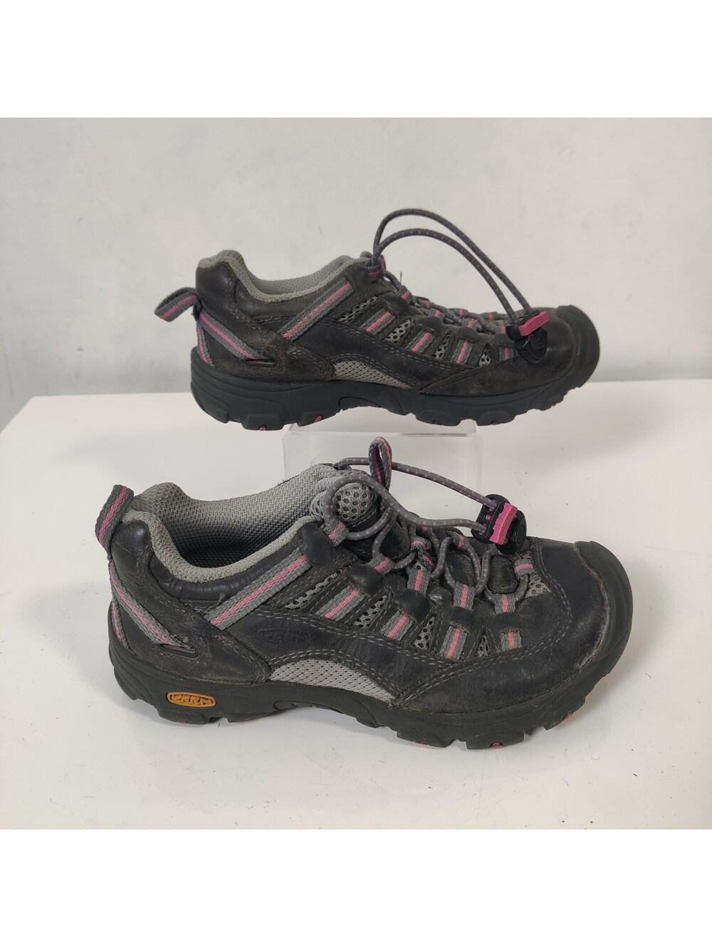 Keen Kids Oakridge Low Waterproof Hiking Shoes Bungee Lace Charcoal Pink Size 13